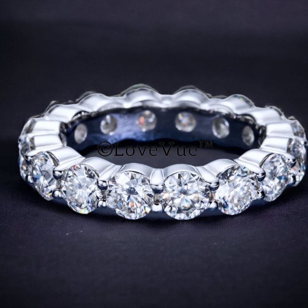 3mm Diamond Brilliant Cut Full Eternity Wedding Engagement Band Ring - Picture 5 of 14